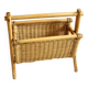 Magazine rack made of bamboo, rattan and wood, vintage from the 70s