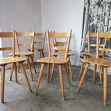 Set of 8 vintage bistro chairs 1960