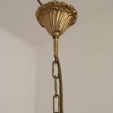 Lustre à 5 lumières en bronze de qualité française du milieu du siècle, avec détails de fleurs 5399