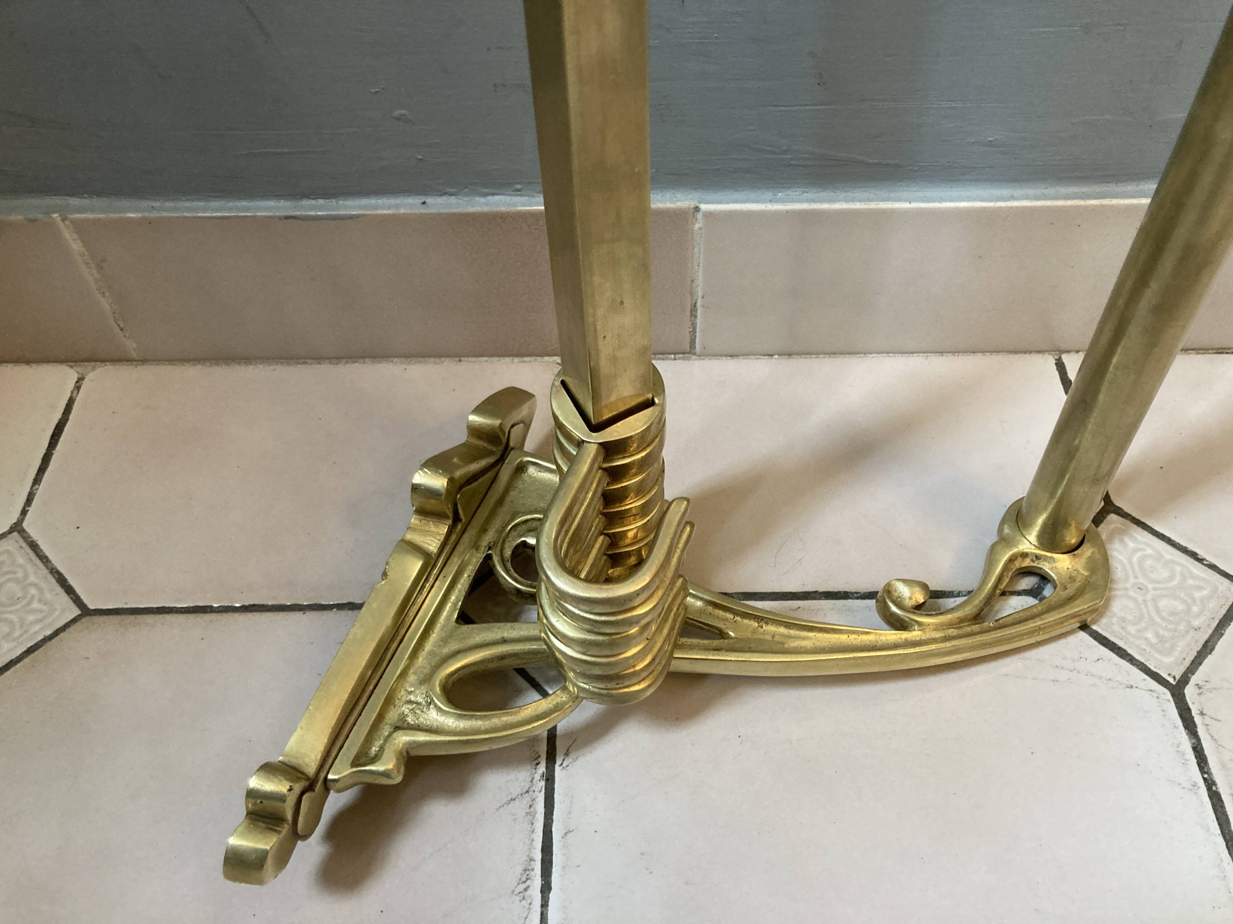 Art-deco wall-mounted coat rack in brass