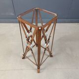 Iron Faux Leather Side Table in the style of Jacques Adnet