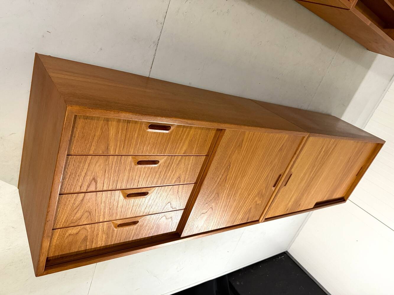 Teak wall system Sven Ellekaer Albert Hansen Denmark 1960s