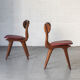 Set of 4 dining chairs in teak and burgundy by Louis van Teeffelen, The Netherlands, 1960’s