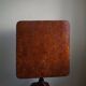 Table pliante carrée antique en loupe, fabriquée à la main en Suède, XIXe siècle