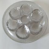 Set of 4 vintage hobnail pressed glass oyster plates