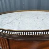 Table basse bouillotte ancienne plateau marbre style louis xvi
