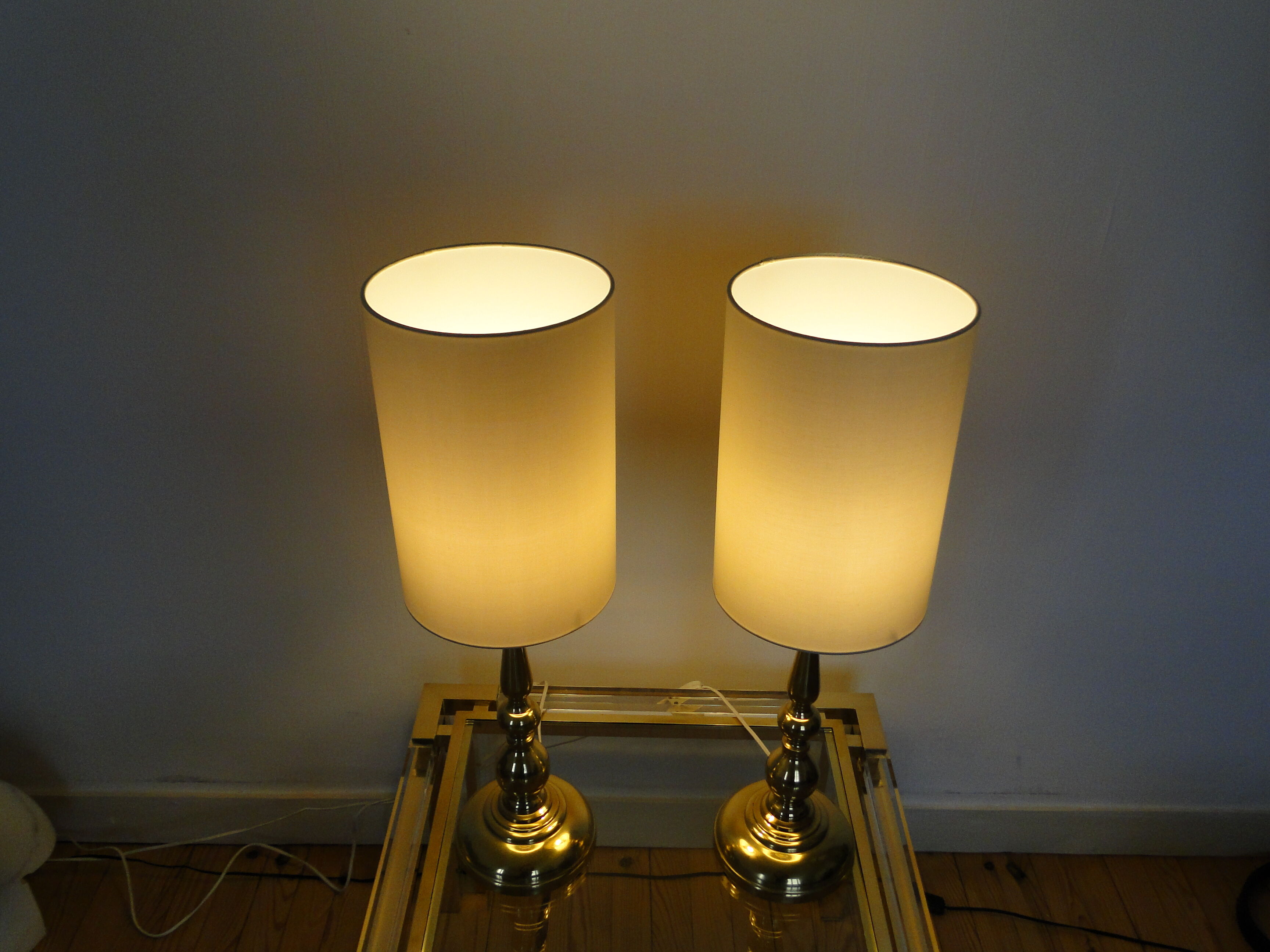 Pair of vintage Scandinavian brass lamps 1960