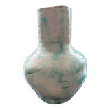 Green and white signed vase