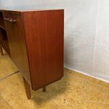 Buffet/bibliothèque mince en teck style rétro vintage milieu du siècle, abattant style cocktail, années 1960