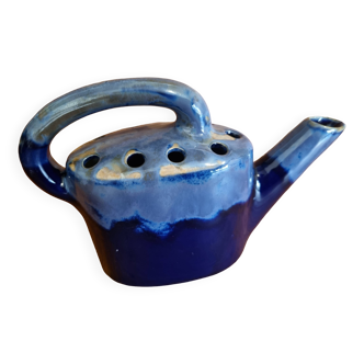 Blue flamed stoneware watering can flower stand