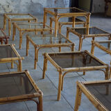 Set of eighteen rattan coffee tables 1950'