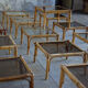 Lot de dix-huit tables basses rotin 1950