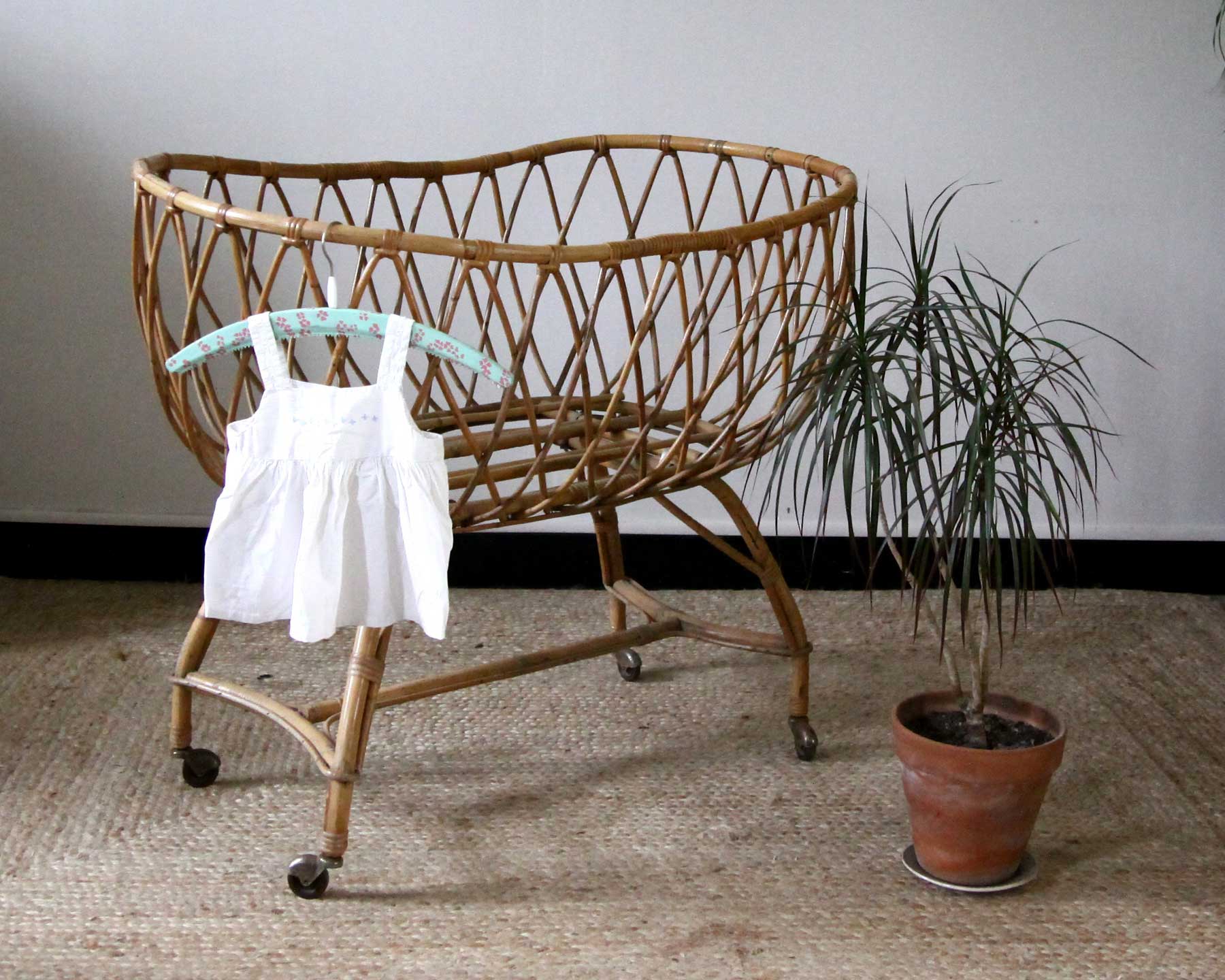 Vintage rattan cradle