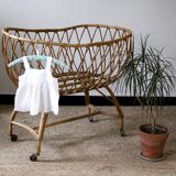 Vintage rattan cradle