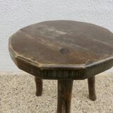 Tabouret tripode en bois massif 1950