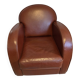 Cognac leather club armchair