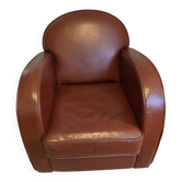 Fauteuil club en cuir cognac