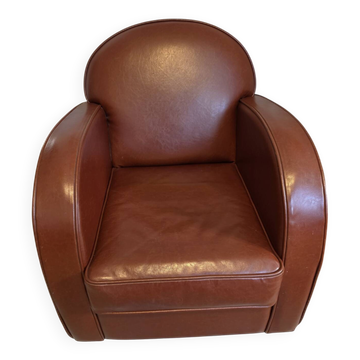 Cognac leather club armchair