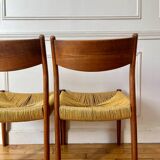 Pair of Scandinavian teak and rope chairs