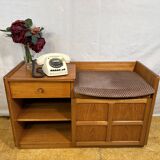 Mid-century retro vintage teak telephone seat by Nathan 1960–1970