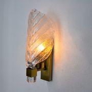 Applique feuille givrée, verre de murano, italie, 1970