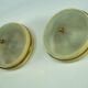 Lumi Milano, pair of wall or ceiling lamps in glass, brass and lacquer, 50s