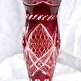 Large antique Bohemian vase, chiseled ruby color
