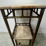 Art Deco bedside table in brass and veined marble, 20th century
