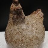 Poule en grès craquelé