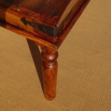 Solid wood and wrought iron table