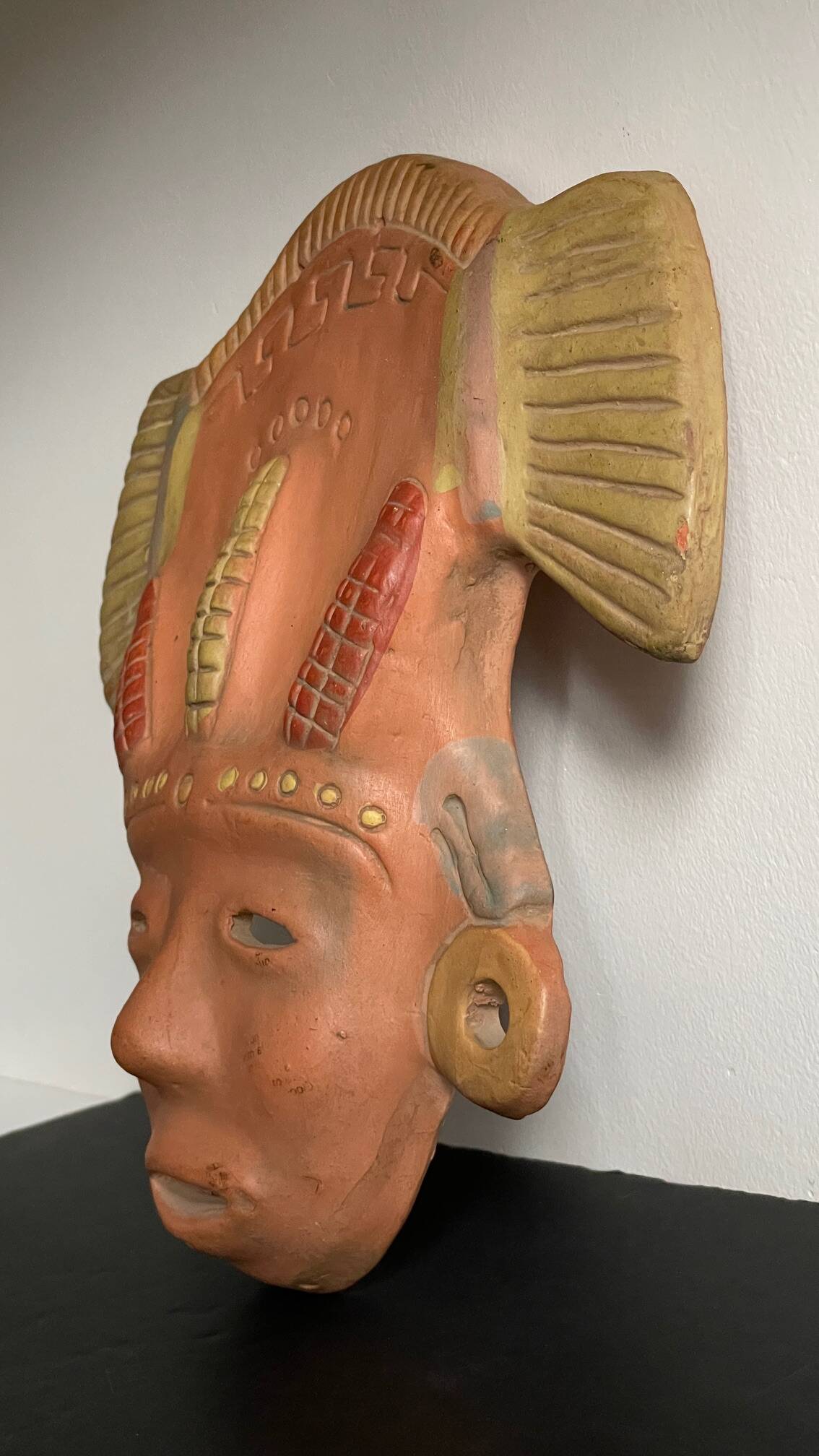 Masque terre cuite reproduction vintage mexique