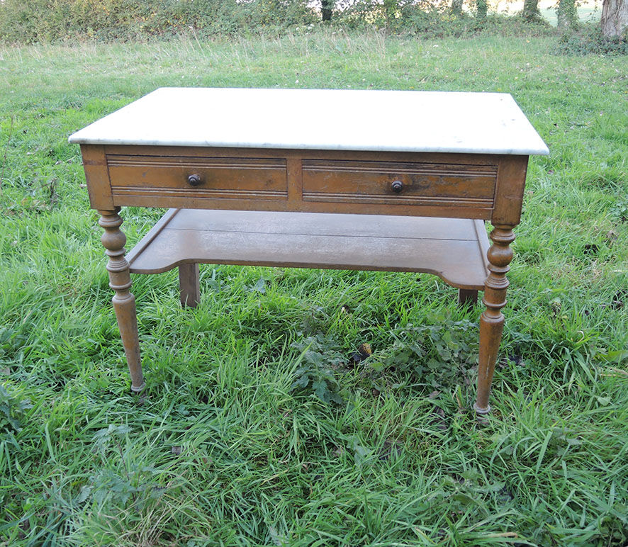 Wooden and marble desk
