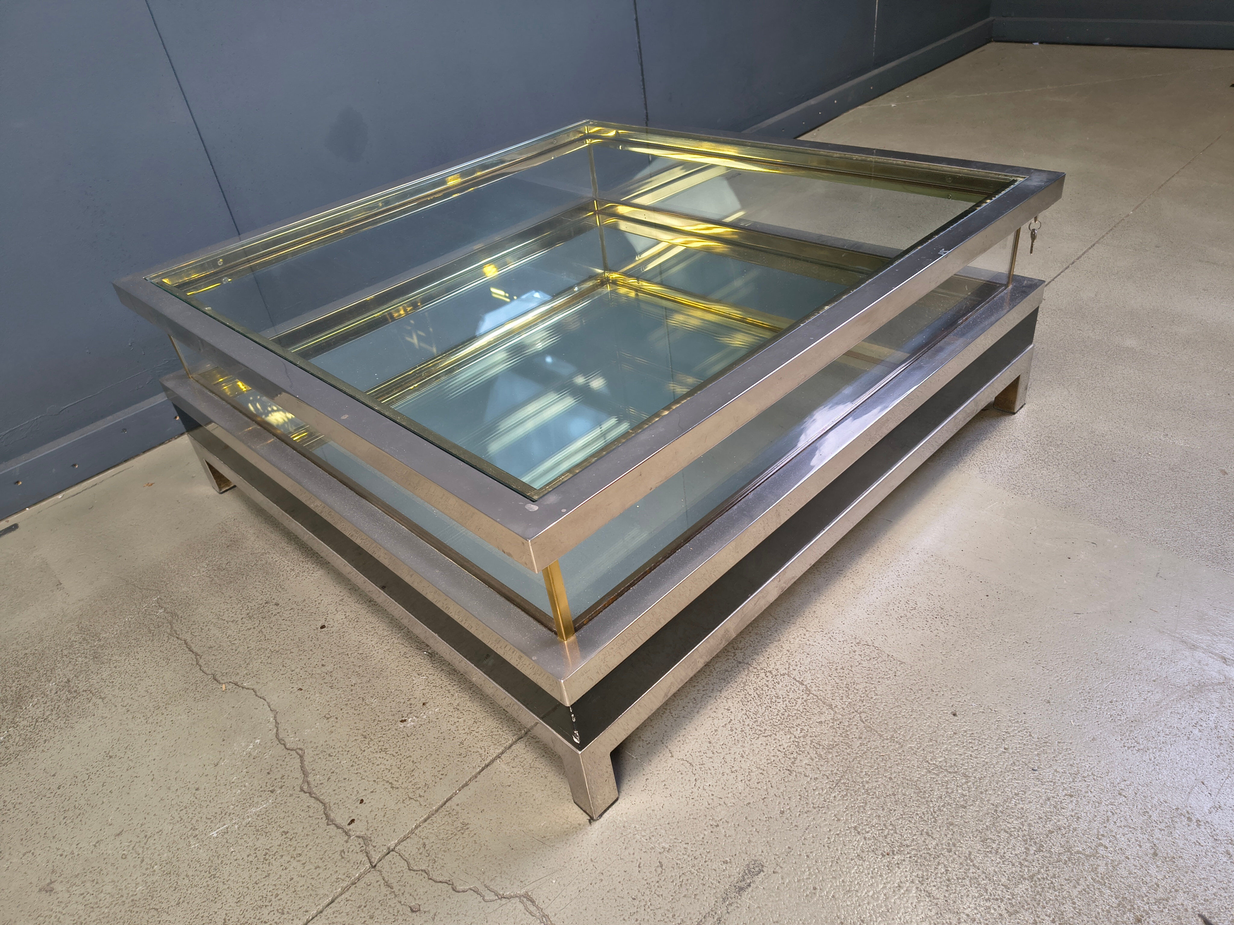 Vintage sliding top coffee table, 1970s