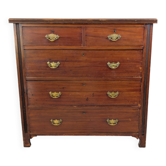 19th-century English commode in mahogany, with an antique patina and classic elegance.