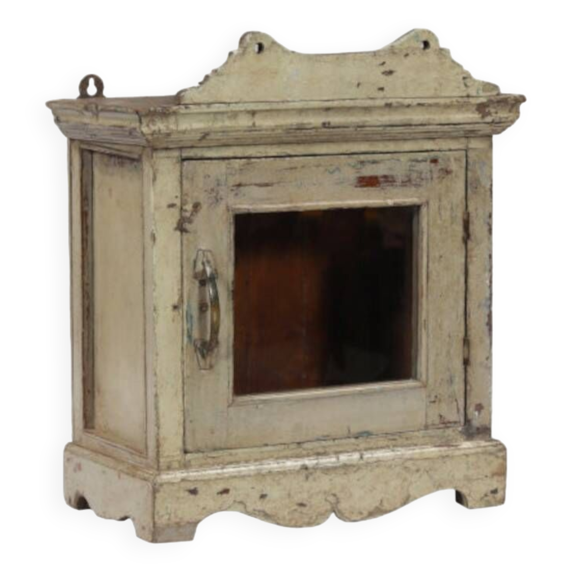 Vitrine murale ou a poser vieux teck ancienne patine d'origine inde