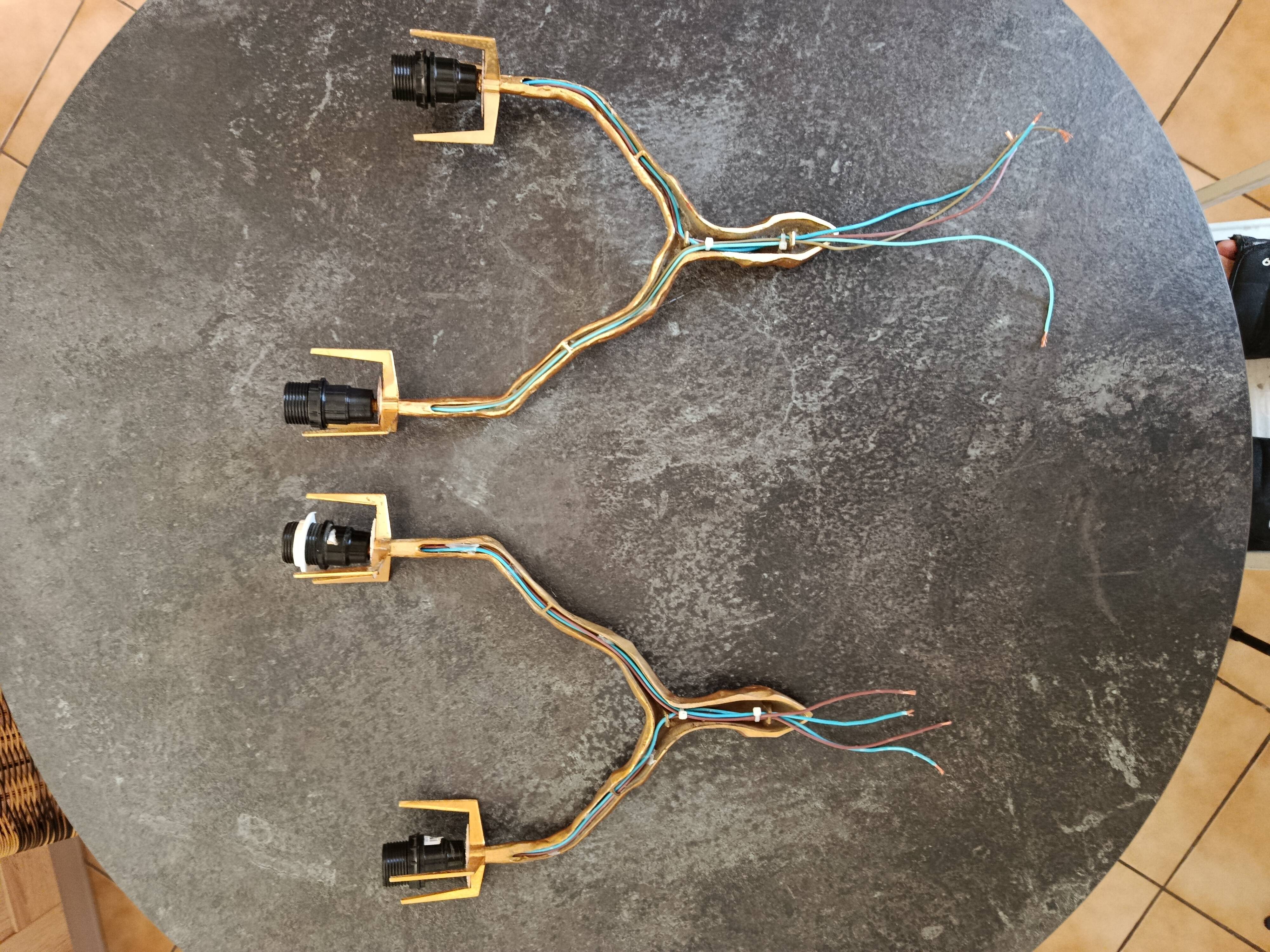 Brutalist wall sconces – Maison Arlus – Vintage 1960