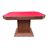 Art Deco dining table in wood and red Formica