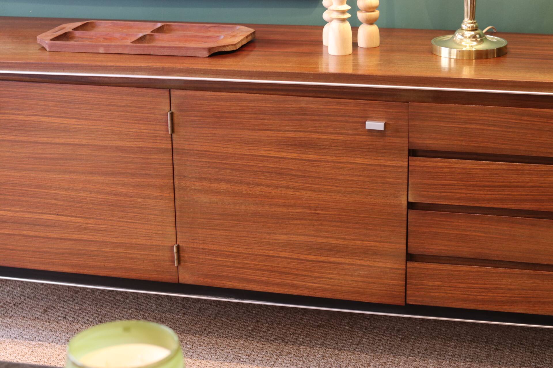 Mid-century sideboard in rosewood and chrome metal