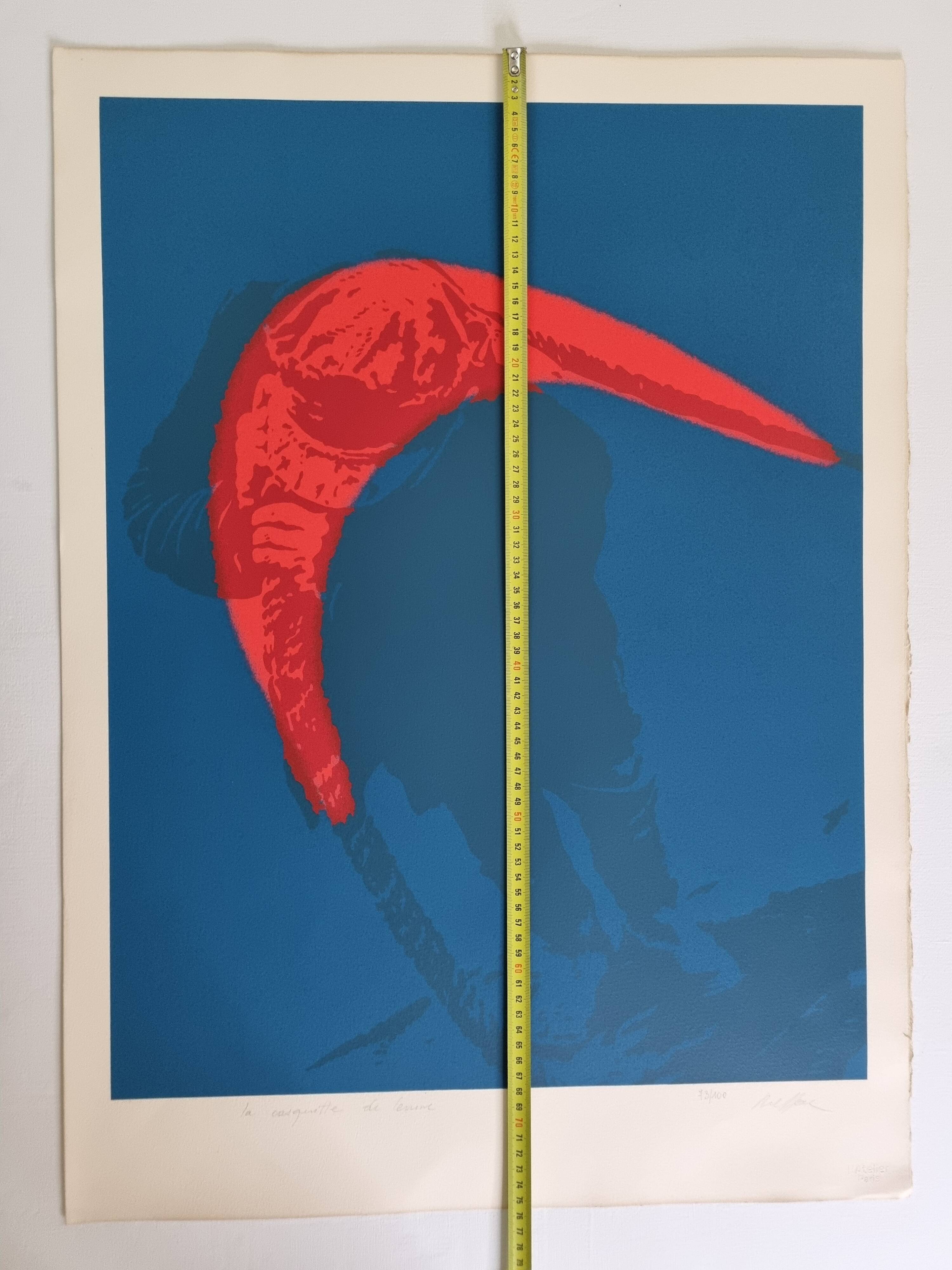 Lithograph "Lenin's Cap" by Ivan Messac, signed, 75 cm x 56 cm