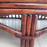 Salon vintage Maison Maugrion en rotin et finitions cuir et plume