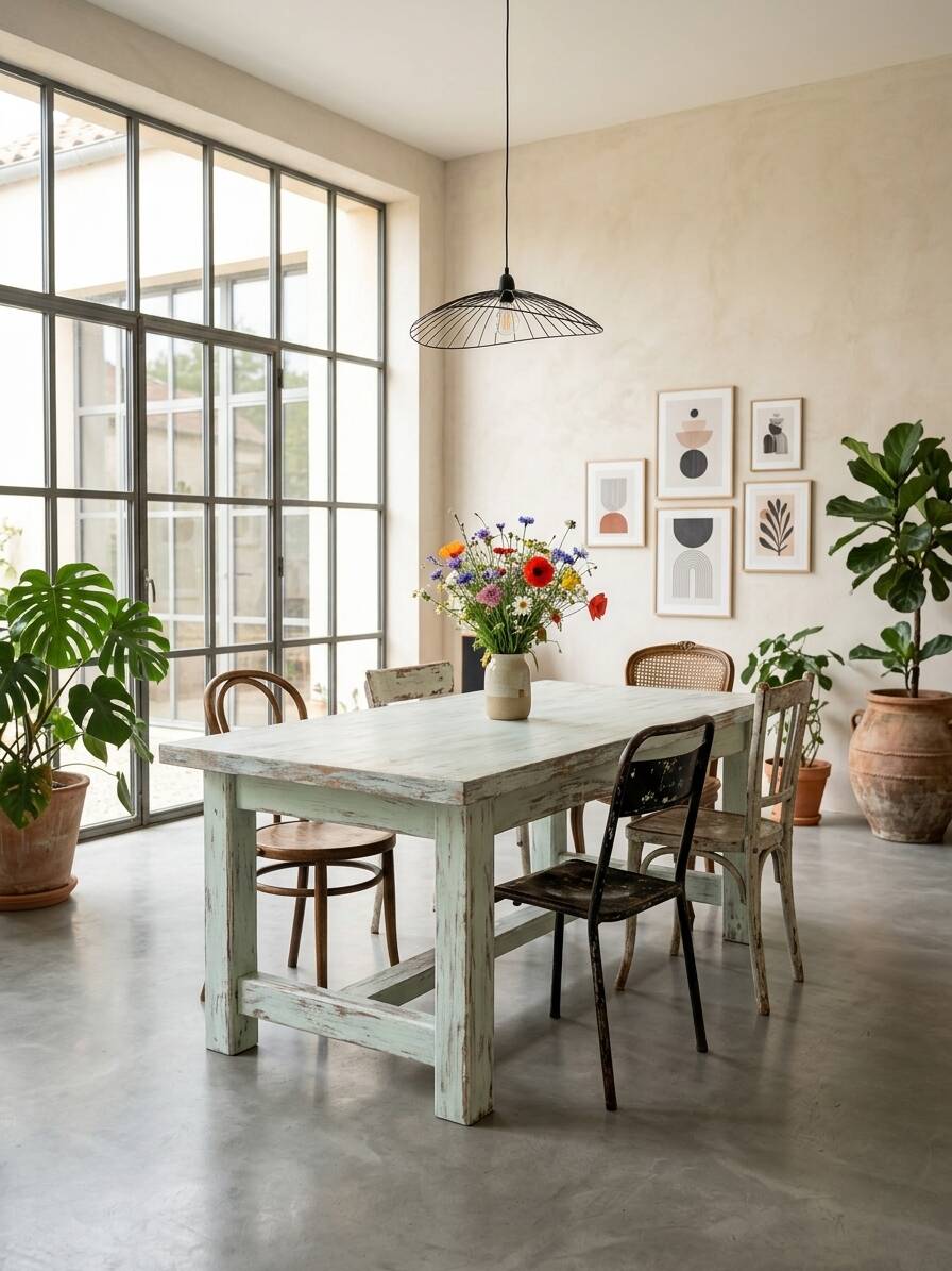 Distressed farmhouse table