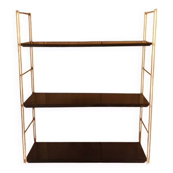 Étagère string en métal noir, années 50-60