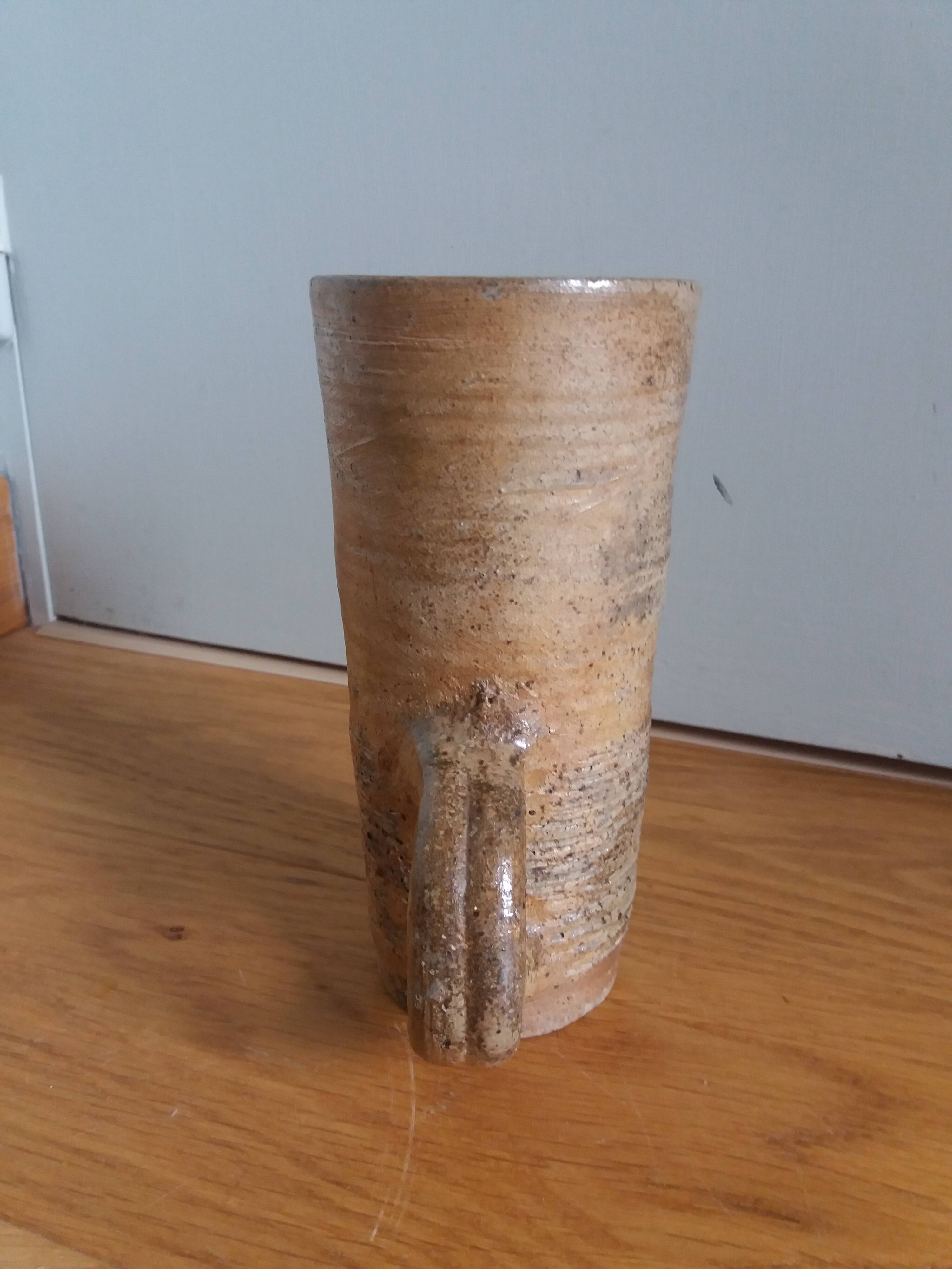 Brutalist vase pitcher signed in stoneware