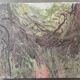 Vintage 70s garden landscape painting