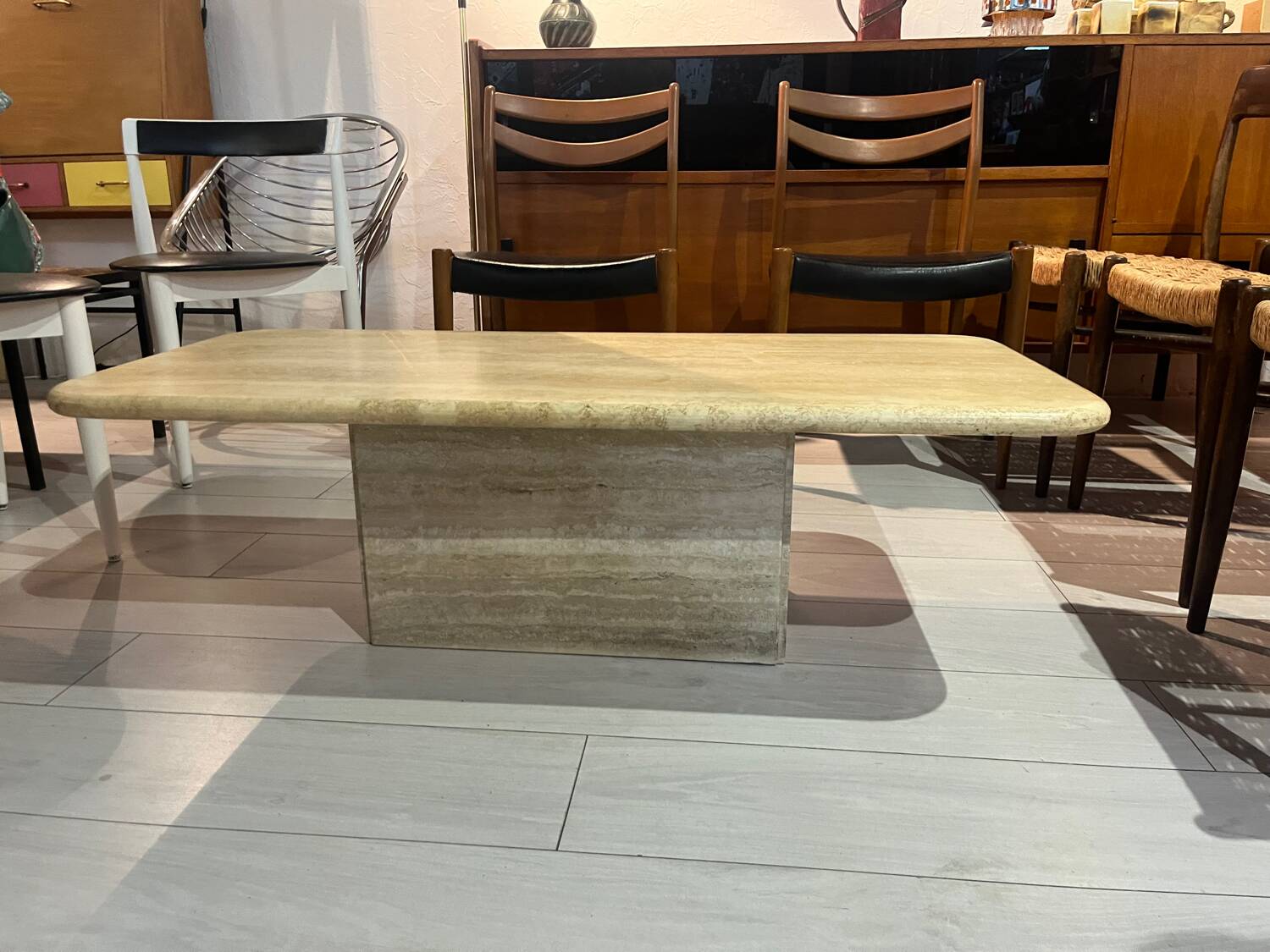 Travertine coffee table