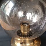 2 Limburg 1970s bubble globe and brass table lamps
