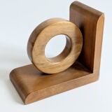 Vintage wooden bookends in Bauhaus mid-century minimalist style.