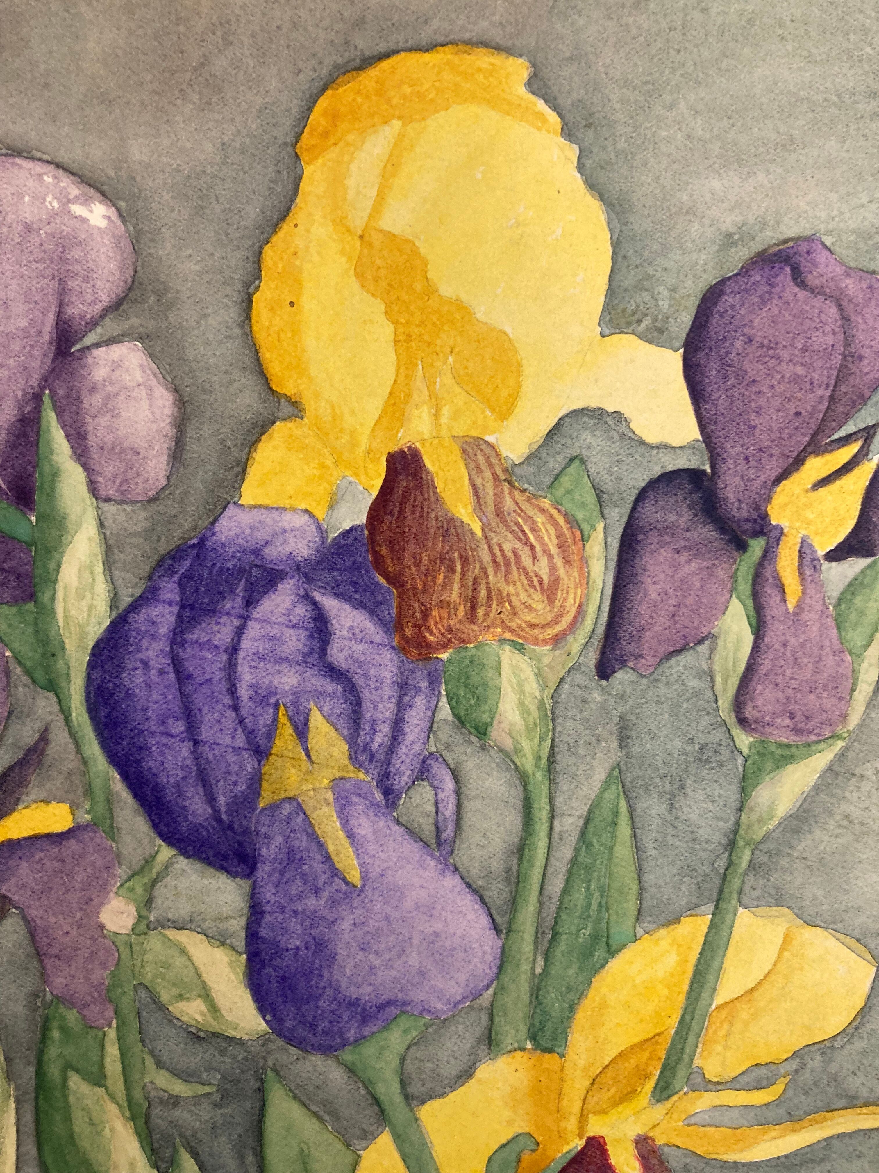 Watercolor with vintage irises