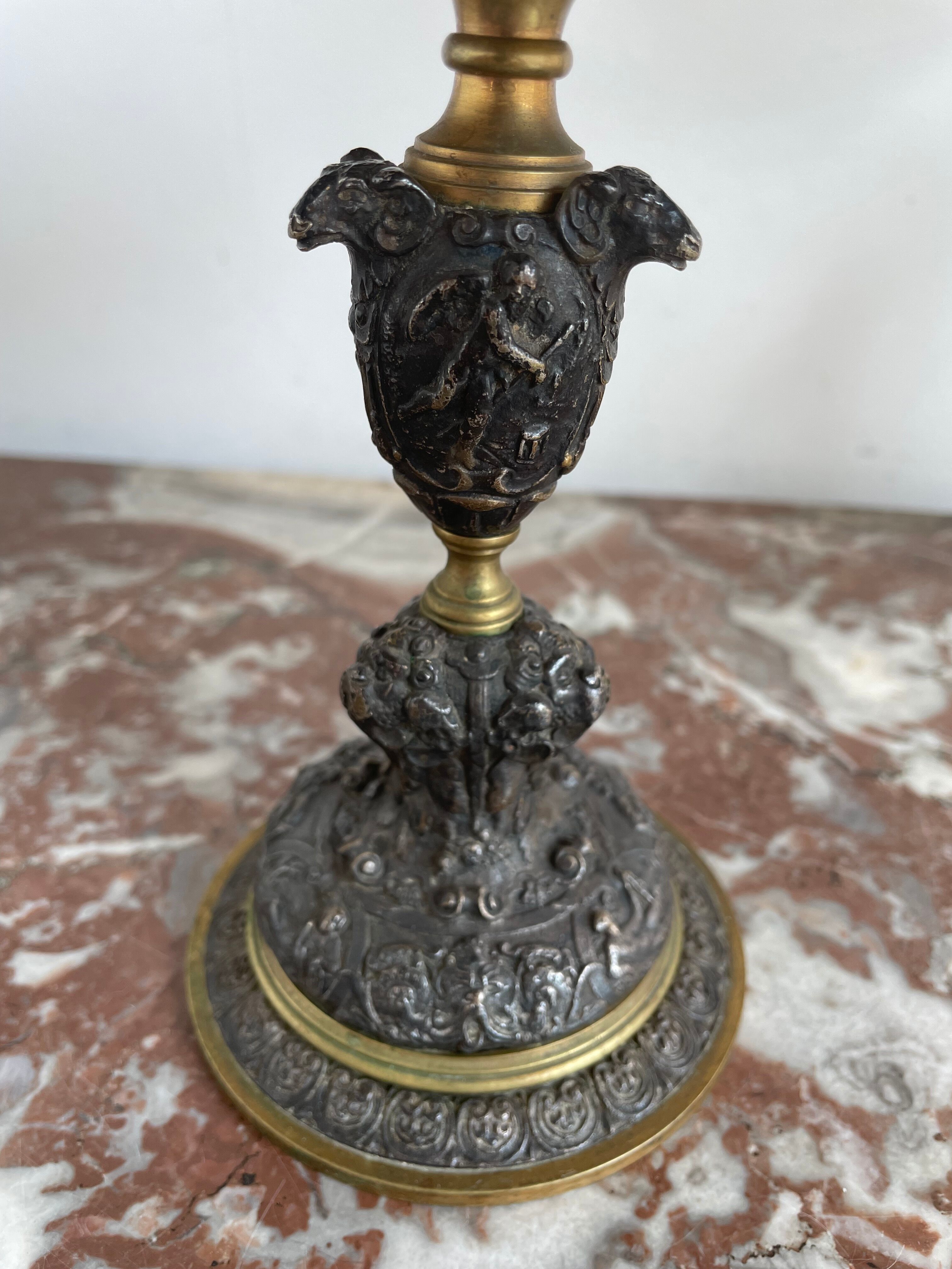 Antique, Standing cup, bronze, Napoleon III period, scene in the taste of antiquity, nineteenth, France