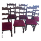 6 antique wooden and fabric chairs